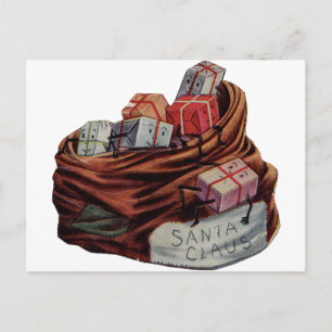 Postal Festiva Bolsa de juguetes de Santa Claus