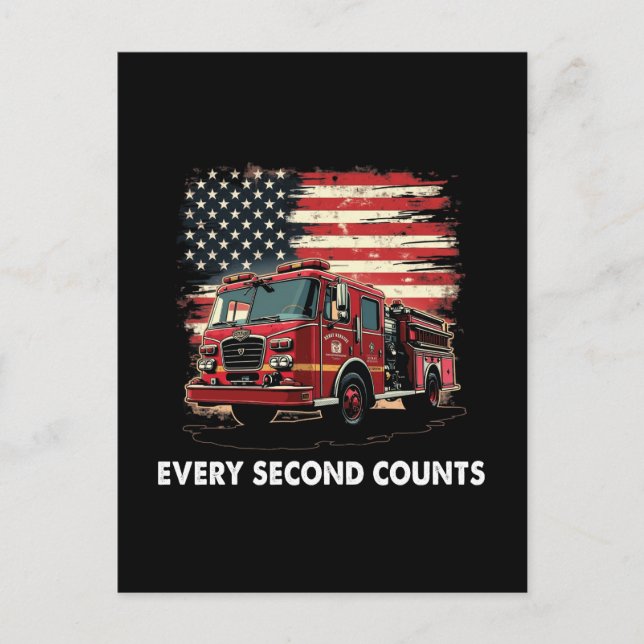 Postal Festiva Bombero de bandera estadounidense delgada línea ro (Anverso)