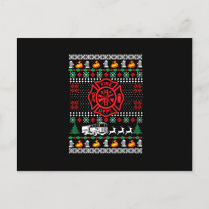 Postal Festiva Bombero Departamento de Bomberos Navidades Feas Re