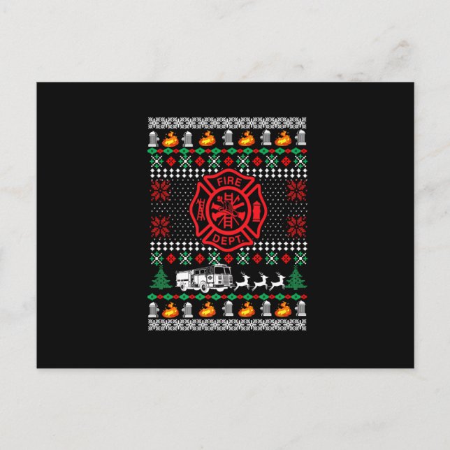 Postal Festiva Bombero Departamento de Bomberos Navideño Feo Navi (Anverso)