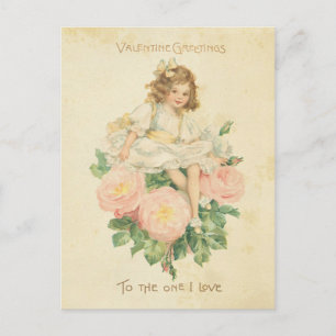 Postal Festiva Bonito de El día de San Valentín de cosecha rosa r