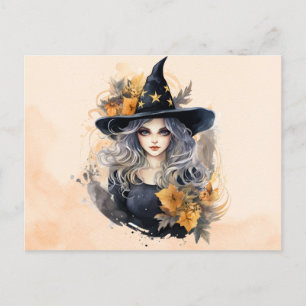 Postal Festiva Bonito Gorra negro estrella Halloween de oro