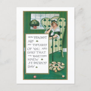 Postal Festiva Bonito Irish Lassie w/St. Patrick's Day Greeting