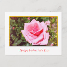 Postal Festiva bonito rosa rosa flor y corazones dulces Valentín