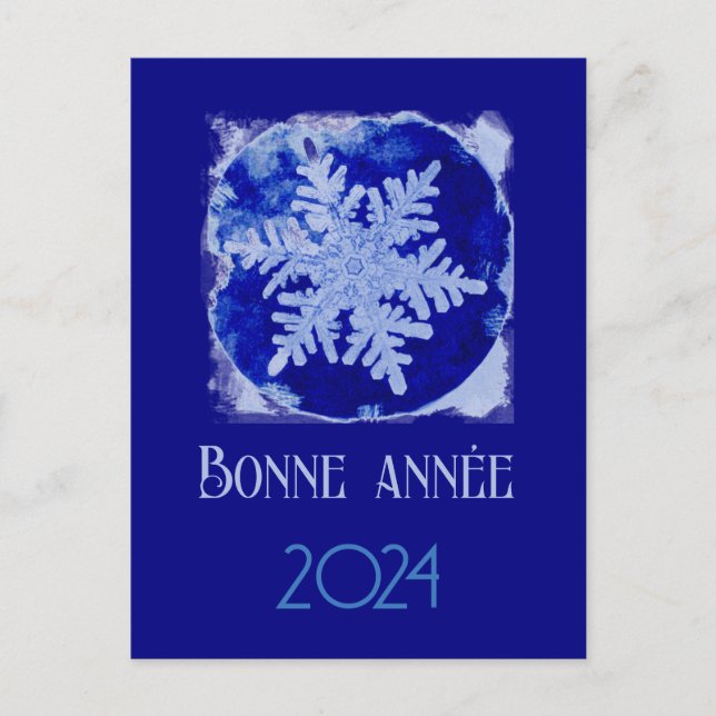 Postal Festiva Bonne Annee - copo de nieve - 2024 (Anverso)
