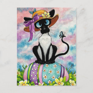 Postal Festiva Bonnet de Pascua Siamesa