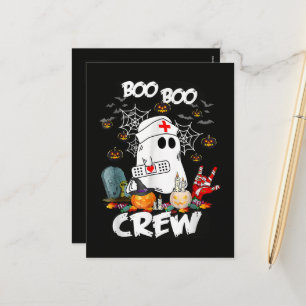 Postal Festiva Boo Boo Crew Enfermera Fantasma Halloween Espeluzn