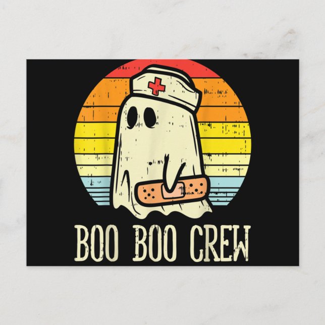 Postal Festiva Boo Boo Crew Enfermera Halloween Para Enfermeras (Anverso)