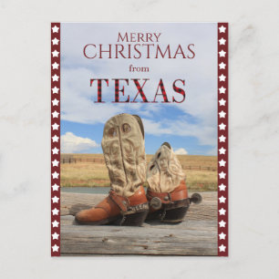 Postal Festiva Boots Navidades de Cowboy de Star Border Texas