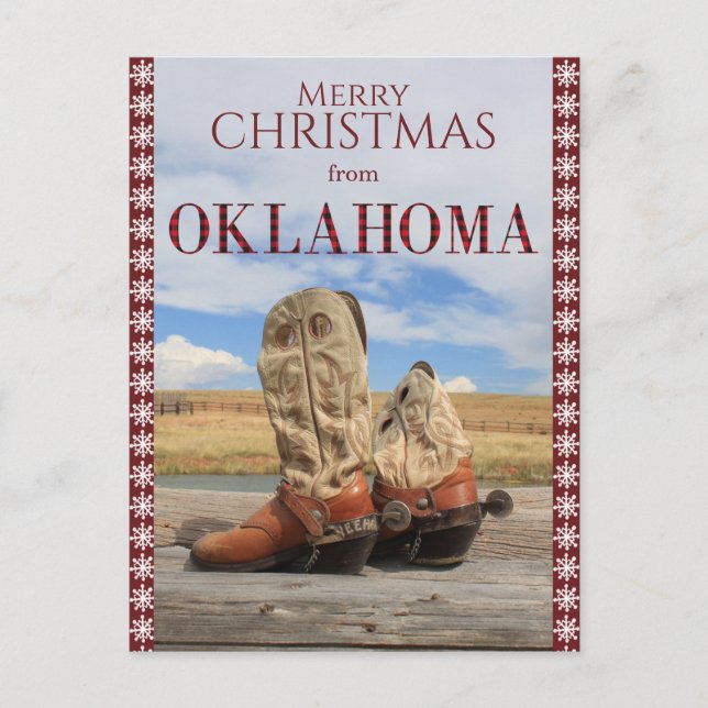Postal Festiva Boots Navidades en la frontera con Snowflake en Ok (Anverso)