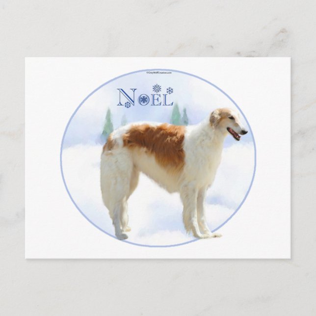 Postal Festiva Borzoi Noel (Anverso)