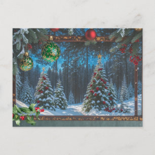 Postal Festiva Bosque de Invierno de los navidades