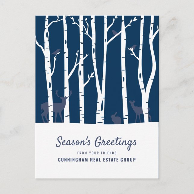Postal Festiva Bosque de invierno moderno | Saludos de temporada (Anverso)