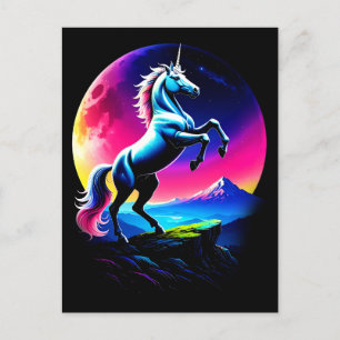 Postal Festiva Bosque de Unicornio colorido fantástico