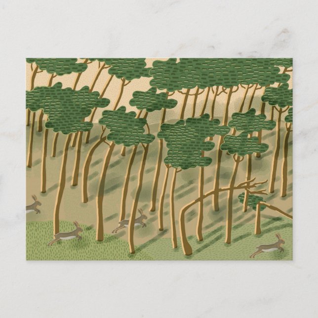 Postal Festiva Bosque dibujado a mano (Anverso)