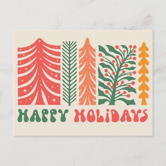 Postal Festiva Bosque festivo retro (Anverso)