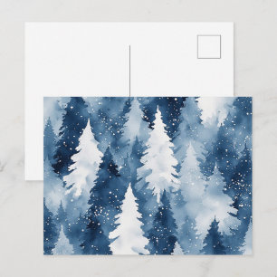 Postal Festiva Bosque Invernal de Pinos Silenciosos