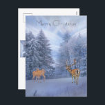 Postal Festiva Bosque mágico de invierno con ciervos, vacaciones<br><div class="desc">¡Para sus saludos de Navidad! Bosque mágico de invierno con nieve y ciervos - un diseño invernal delicado y romántico.
Diseñado por Marions Artwork. ¡Cambie el texto / agréguelo en otros productos!</div>