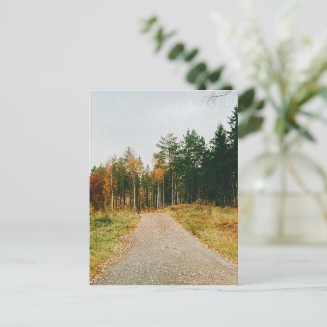 Postal Festiva Bosque otoñal sueco (Anverso de pie)