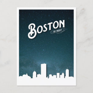 Postal Festiva Boston por Night Skyline - Boston, Massachusetts,