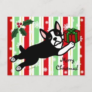 Postal Festiva Boston Terrier Navidades 2 Personalizados de copas
