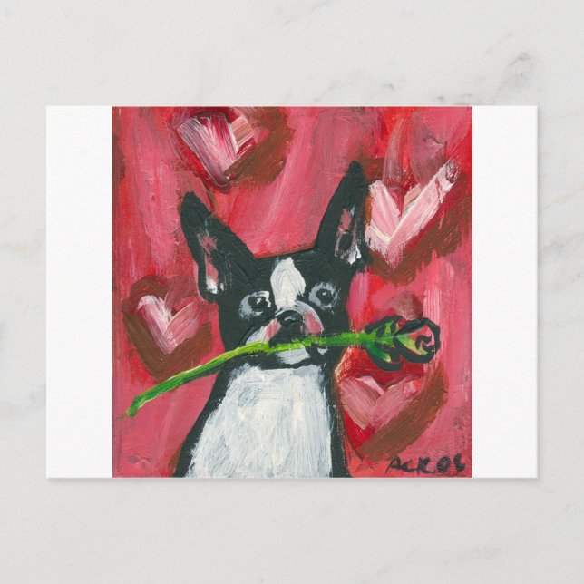 Postal Festiva Boston Terrier Valentine Be Mine Heart (Anverso)