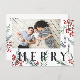 Postal Festiva Botánica tipográfica Foto Merry