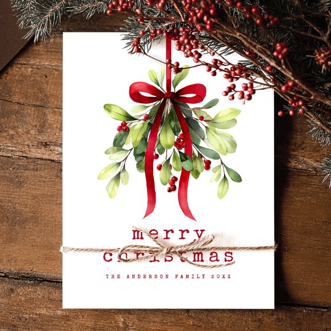 Postal Festiva Botanical Greenery Watercolor Merry Christmas (Subido por el creador)