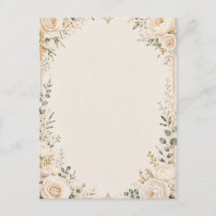 Postal Festiva Botánico Elegante en Papel Artesanal Antiguo