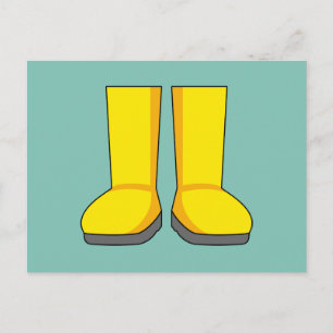 Postal Festiva Botas de lluvia amarillas de goma