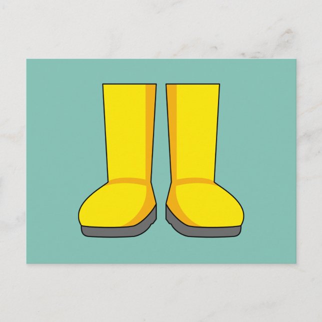 Postal Festiva Botas de lluvia amarillas de goma (Anverso)