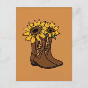 Postal Festiva Botas de vaquero y girasoles