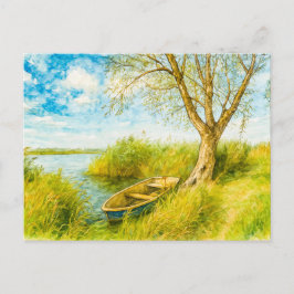 Postal Festiva Bote bajo sauce aquarell havelland estilo