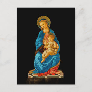 Postal Festiva Botticelli Madonna y Child Enthroned