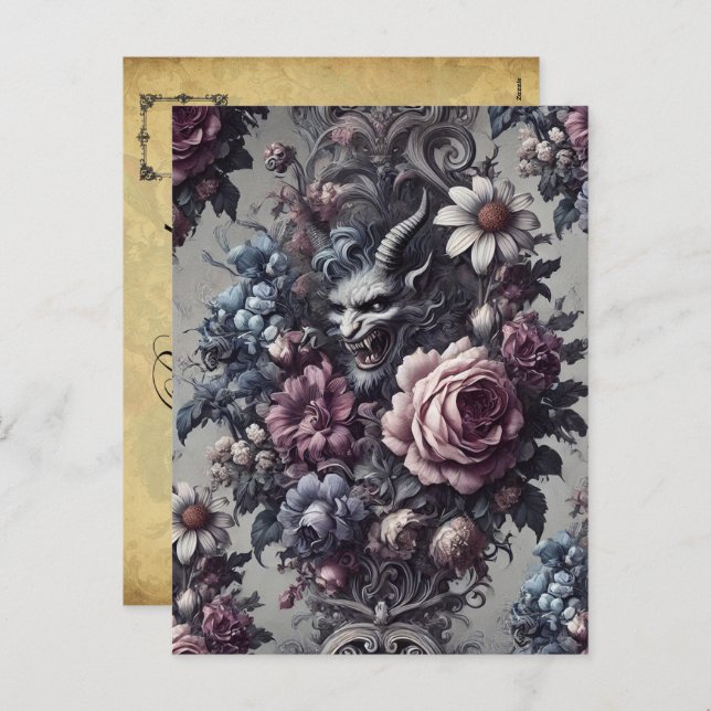 Postal Festiva Bouquet de Baphomet - Victoria gótica (Anverso / Reverso)