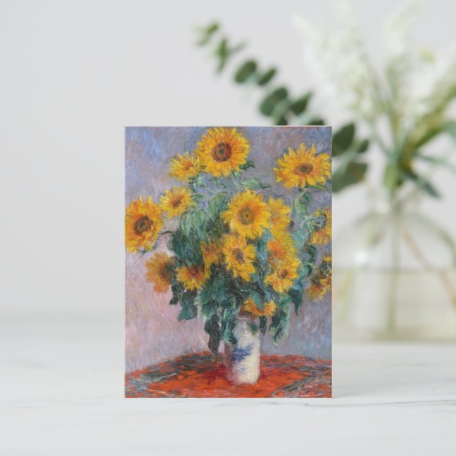 Postal Festiva Bouquet de girasoles - Monet (Anverso de pie)