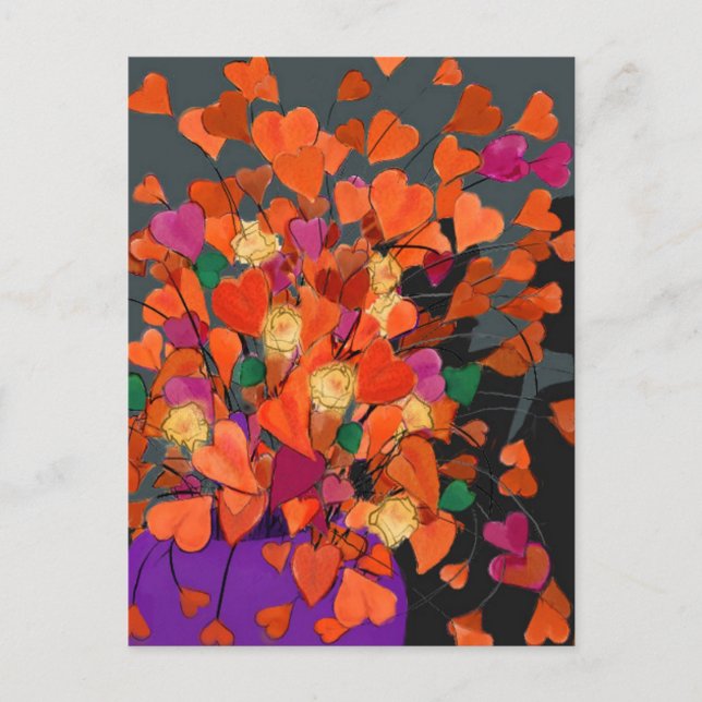 Postal Festiva Bouquet of Hearts - Valentine (Anverso)