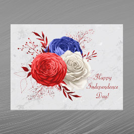 Postal Festiva Bouquet patriótico rojo blanco azul