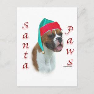 Postal Festiva Boxer Santa Paws