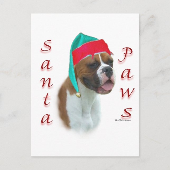 Postal Festiva Boxer Santa Paws (Anverso)