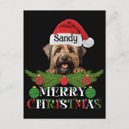 Postal Festiva Briard Dog Merry Christmas