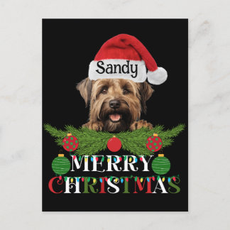 Postal Festiva Briard Dog Merry Christmas
