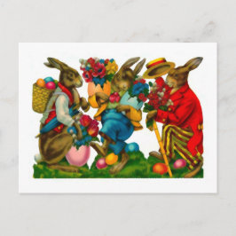 Postal Festiva Bright Easter Bunnies Vintage