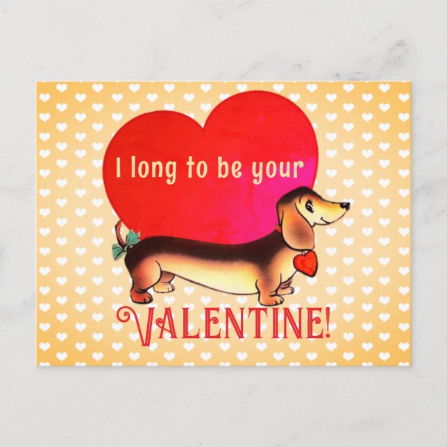 Postal Festiva Bright Retro Dachshund Valentine (Anverso)
