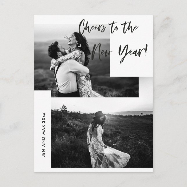 Postal Festiva Brindis por el Año Nuevo Dos Foto (Anverso)