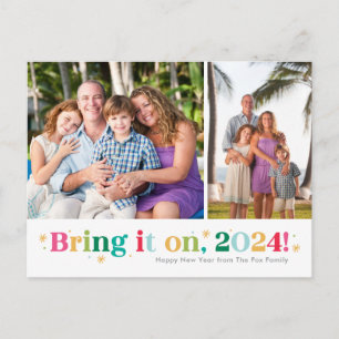Postal Festiva Bring It On Two Photos Happy New Year Postcard