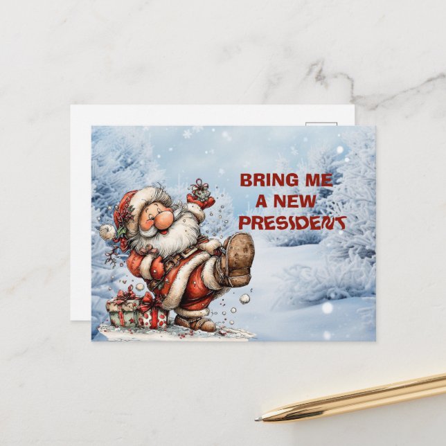 Postal Festiva Bring Me A New President Santa Claus (Anverso/Reverso In Situ)