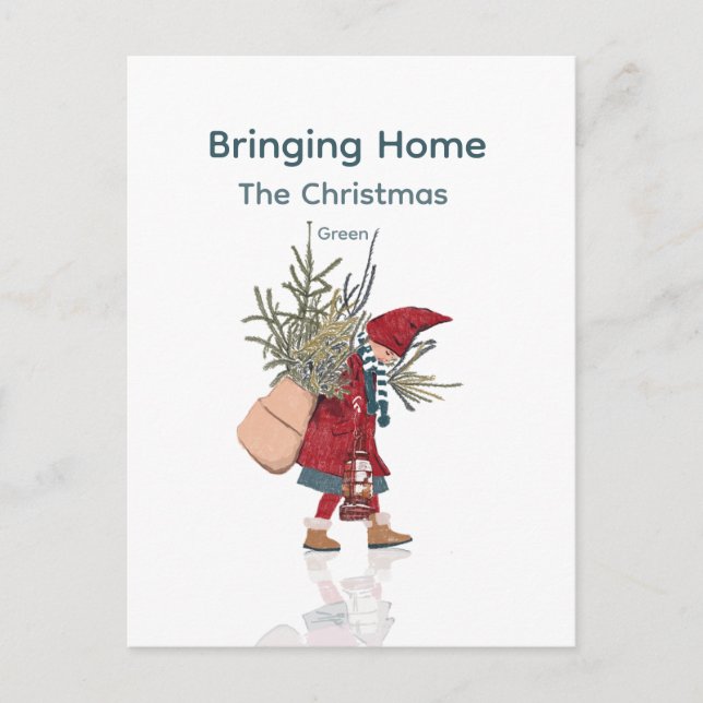 Postal Festiva Bringing Home the Christmas Tree (Anverso)