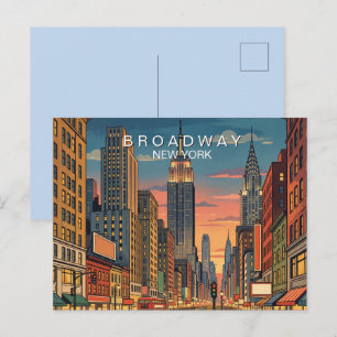 Postal Festiva Broadway Nueva York Viajes Arte Vintage