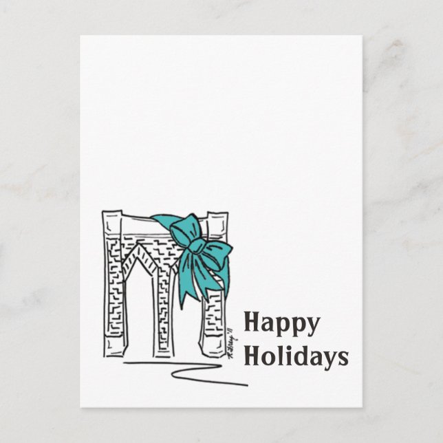 Postal Festiva Brooklyn Bridge Happy Holidays New York City NYC (Anverso)